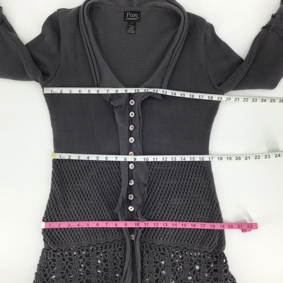 PURE Handknit Long Grey 100% Cotton Cardigan, M/L - Picture 14 of 16